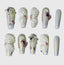 Reusable Angel Wings Press On Nails – Long Coffin Shape with 3D White Feathers, Pink Heart Gem, and Silver Star Charms