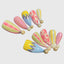 Reusable Press On Nails – Stiletto Shape with Colorful Diamond & Zigzag Patterns for Girls