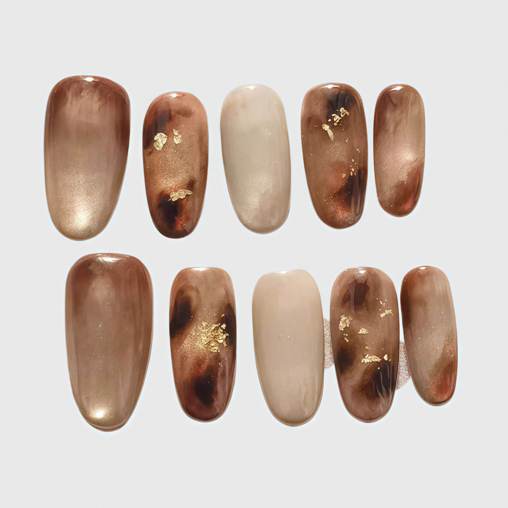 Oval-shaped reusable press-on nails in vibrant colors for a sleek and elegant manicure.