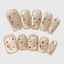 Oval Shape Champagne Press On Nails with Colorful Dots, Reusable Cute Nail Art for Women