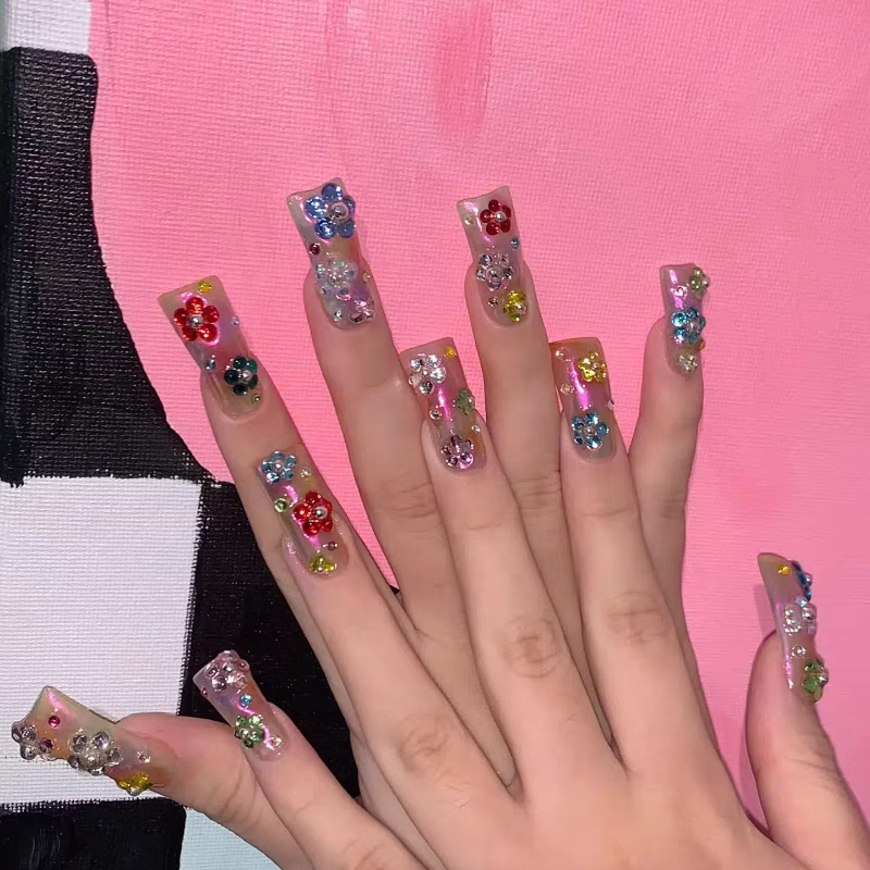 Colorful flowers full of diamonds