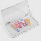 Reusable Hello Kitty Press On Nails – Coffin Shape with Stars, Bows, and Cute 3D Charms for Girls