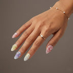 Reusable Pastel Garden Press On Nails – Almond Shape with 3D Flowers, Bows, and Pearl Accents