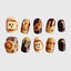 Reusable Toast Themed Press On Nails with Cute Bread and Chocolate Drizzle Design, Square Shape
